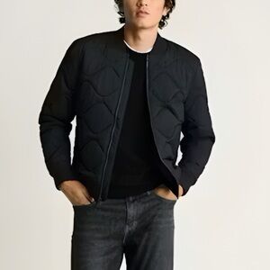 Bonobos Black Quilted Jacket with Purple Lining